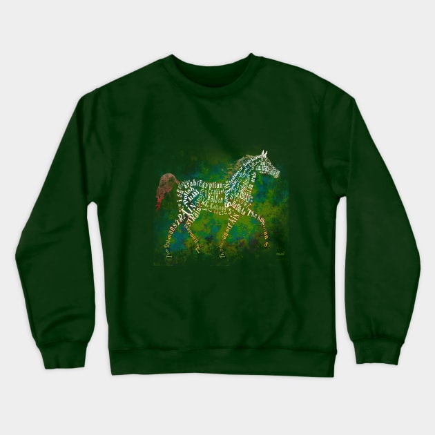 Arabian Horse in Typography Crewneck Sweatshirt by Ginny Luttrell